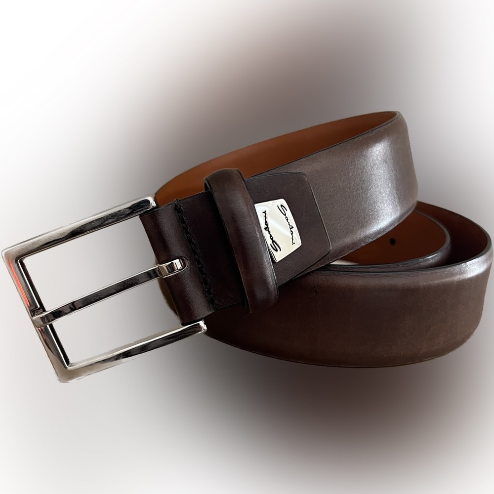Santoni Leather Belt  Brown 90/36